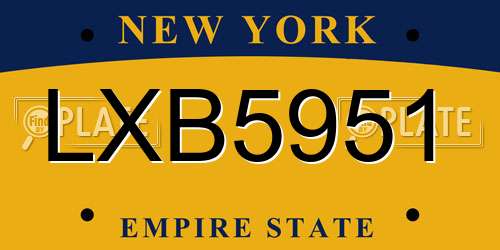 LXB5951 New York License Plate