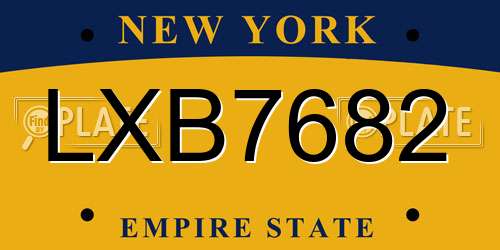 LXB7682 New York License Plate