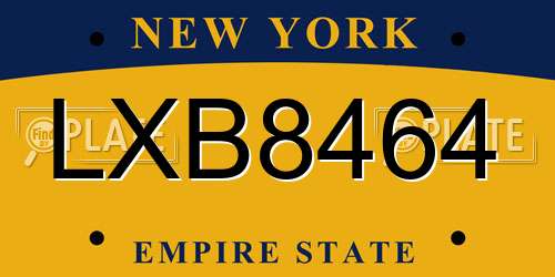 LXB8464 New York License Plate