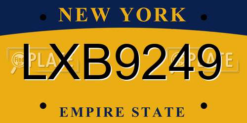 LXB9249 New York License Plate