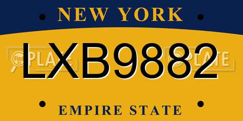 LXB9882 New York License Plate
