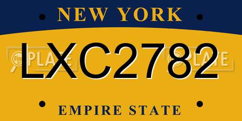 LXC2782 New York License Plate