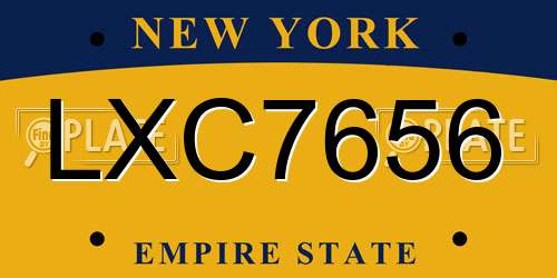 LXC7656 New York License Plate