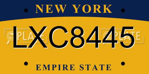 LXC8445 New York License Plate