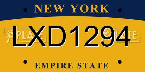 LXD1294 New York License Plate