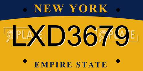 LXD3679 New York License Plate