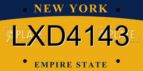 LXD4143 New York License Plate