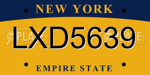 LXD5639 New York License Plate