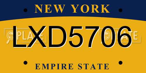 LXD5706 New York License Plate