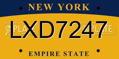 LXD7247 New York License Plate