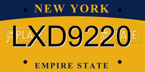 LXD9220 New York License Plate