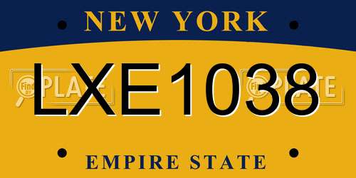 LXE1038 New York License Plate