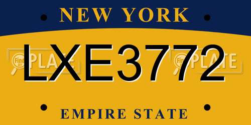 LXE3772 New York License Plate