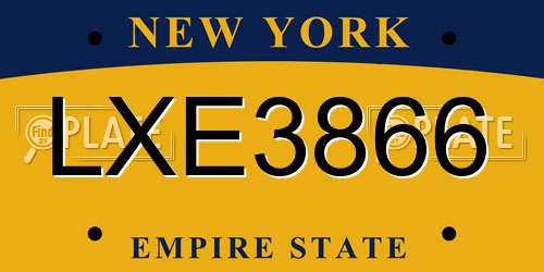 LXE3866 New York License Plate