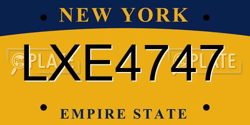 LXE4747 New York License Plate