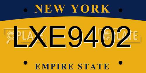 LXE9402 New York License Plate
