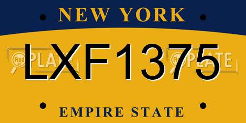 LXF1375 New York License Plate