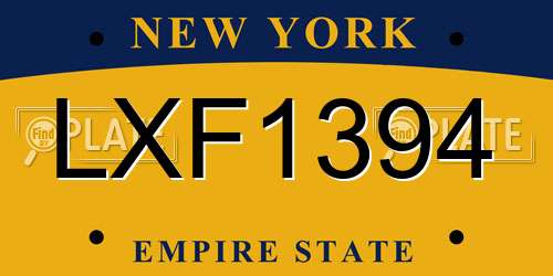 LXF1394 New York License Plate