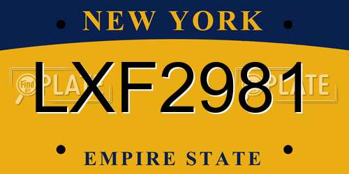 LXF2981 New York License Plate