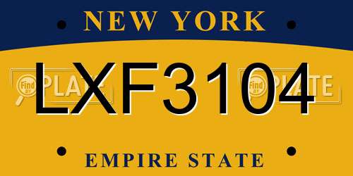 LXF3104 New York License Plate