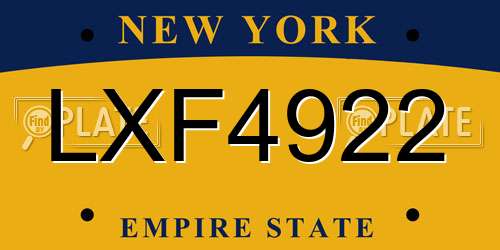 LXF4922 New York License Plate
