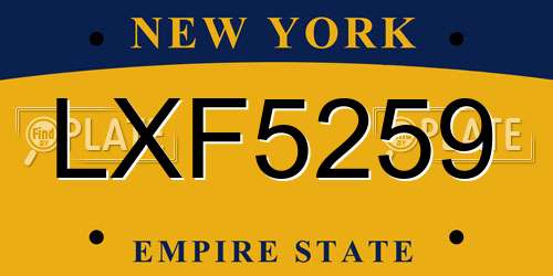 LXF5259 New York License Plate