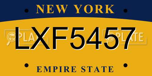 LXF5457 New York License Plate