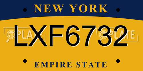 LXF6732 New York License Plate