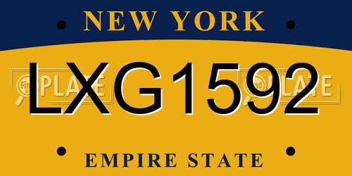 LXG1592 New York License Plate