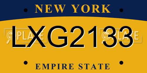 LXG2133 New York License Plate