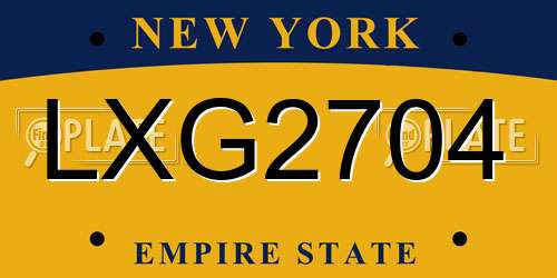 LXG2704 New York License Plate