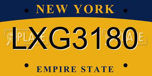 LXG3180 New York License Plate