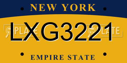 LXG3221 New York License Plate