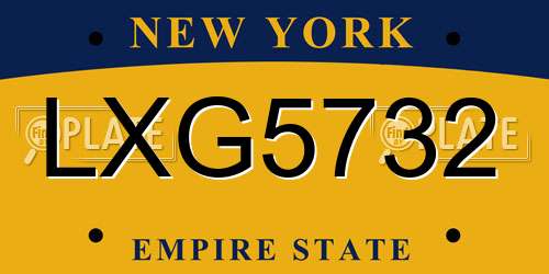LXG5732 New York License Plate