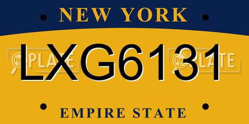 LXG6131 New York License Plate