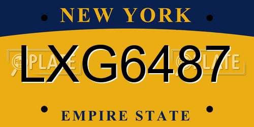 LXG6487 New York License Plate