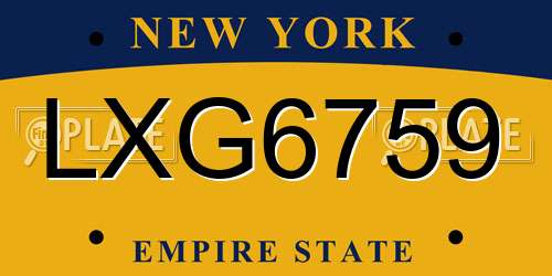 LXG6759 New York License Plate