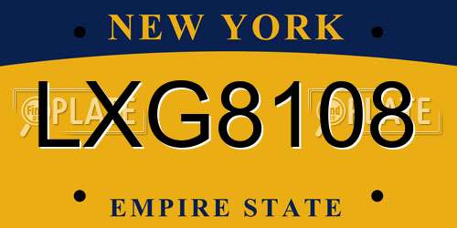 LXG8108 New York License Plate
