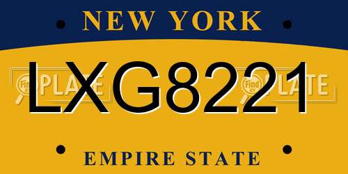 LXG8221 New York License Plate