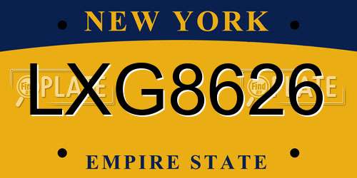 LXG8626 New York License Plate