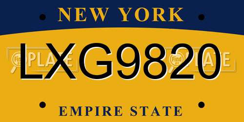 LXG9820 New York License Plate