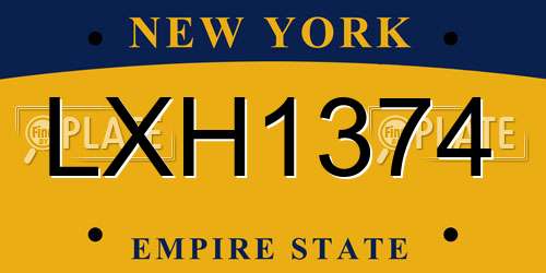 LXH1374 New York License Plate