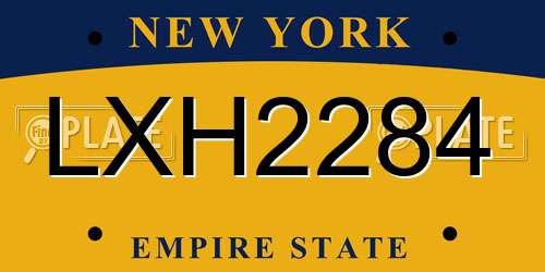 LXH2284 New York License Plate