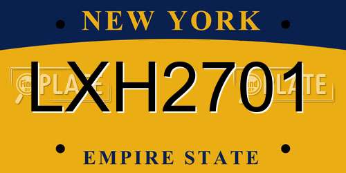 LXH2701 New York License Plate
