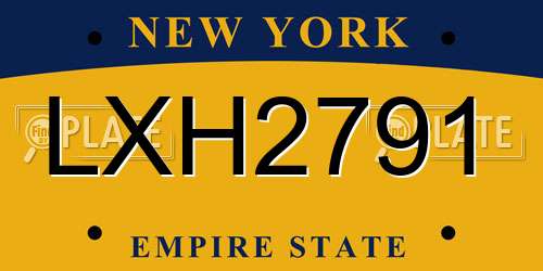 LXH2791 New York License Plate