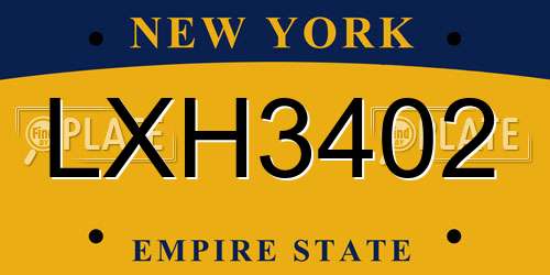 LXH3402 New York License Plate