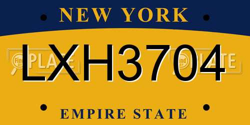 LXH3704 New York License Plate