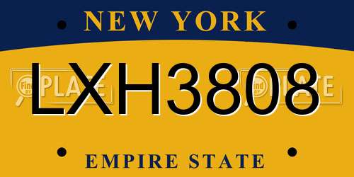 LXH3808 New York License Plate