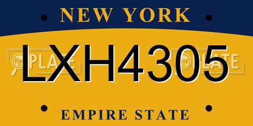 LXH4305 New York License Plate
