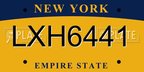 LXH6441 New York License Plate